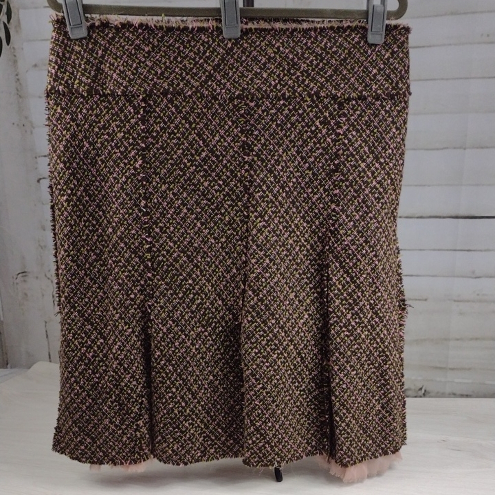 Sunny Leigh A-Line Skirt in Pink and Brown Tweed Size 14